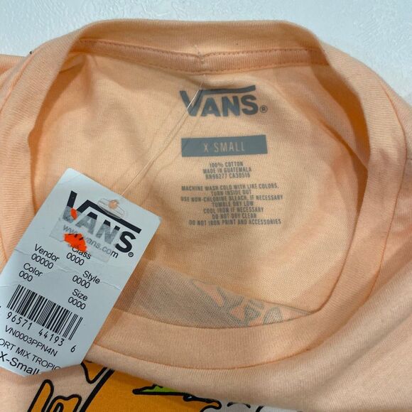Vans NWT XS Peach Graphic Tee | Surf Sun Retro Off The Wall T-Shirt - Picture 3 of 6